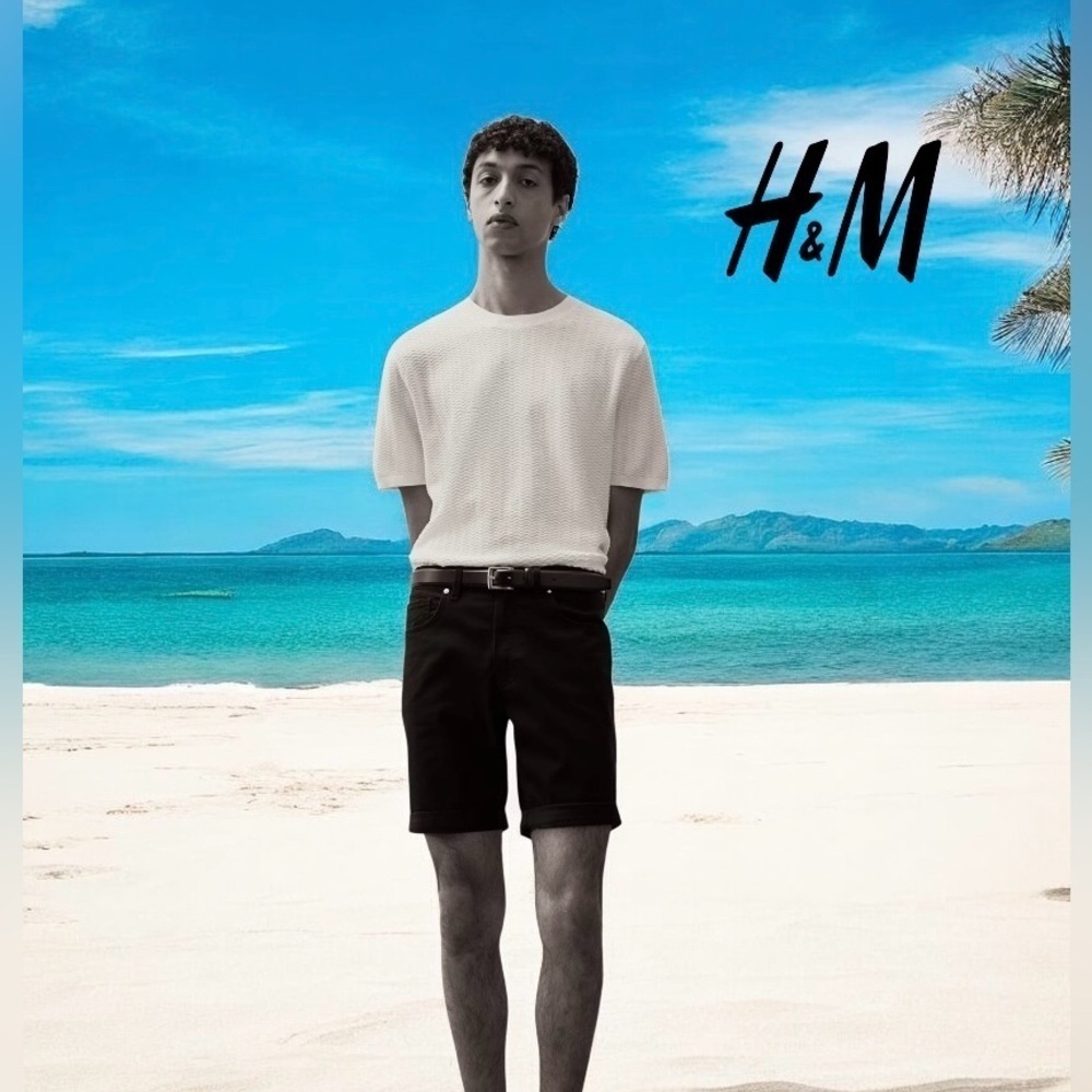 NWT, H&M, Men's Slim Fit Cotton Twisted Shorts, Size 31, Dark Gray